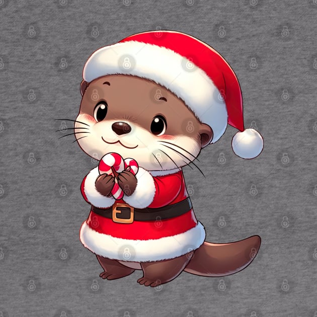 Cute Christmas Otter Santa by Takeda_Art